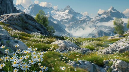 Alpine meadow in the mountains - obrazy, fototapety, plakaty