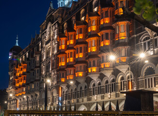 Taj Mahal Palace Hotel at twilight, Mumbai, India.