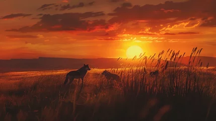 Foto op Plexiglas A sunset over a North American prairie © Yelena