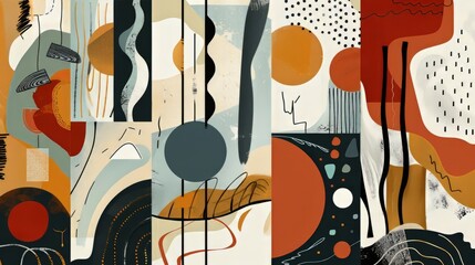 Abstract background with hand drawn organic shapes and doodles. Ai geenrative.