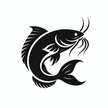 recommend clip art: Catfish silhouette vector illustration White Background