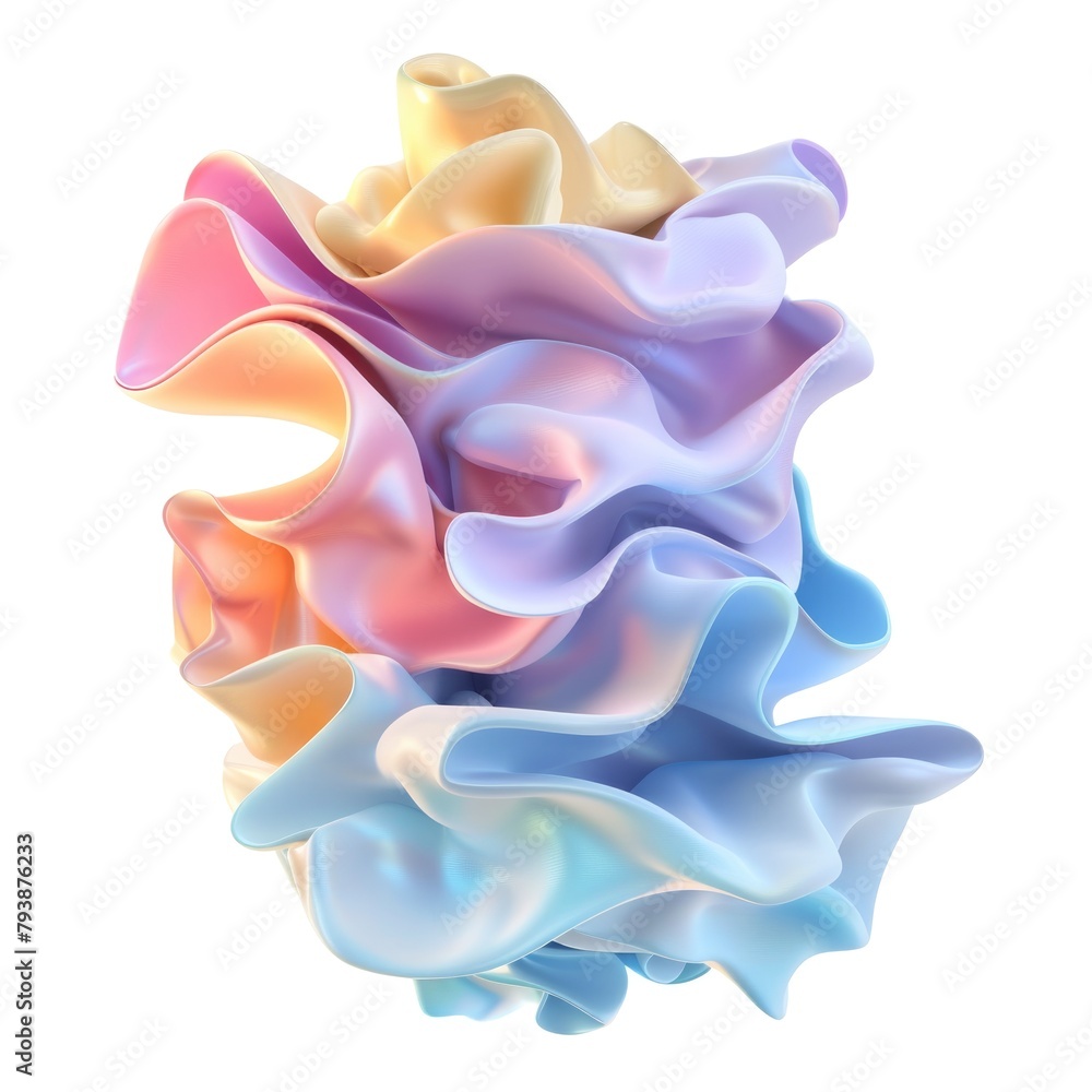 Poster a digitally created abstract swirl with a soft pastel color palette