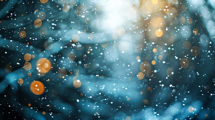 Glowing bokeh abstract background.. Blurred snowflakes