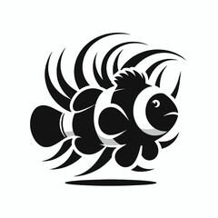 Clownfish silhouette vector illustration White Background