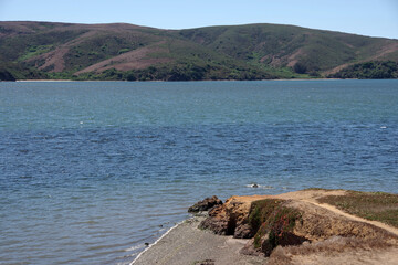 Panoramic view of the Pacific Ocean Tomales Bay north of San Francisco