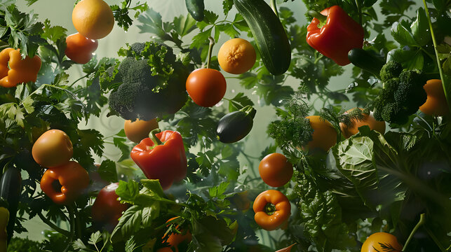 Consummate Photorealism - Rainbow Bounty Vegetable Levitation Art