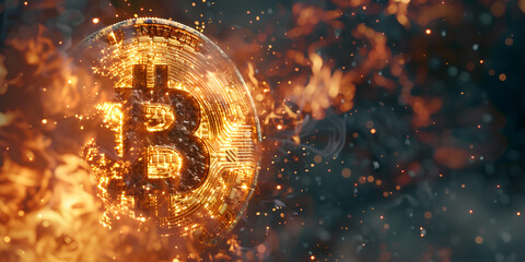 economic disruption cryptocurrency bitcoin burning background