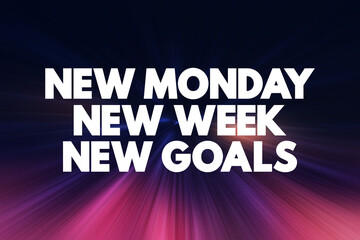 New Monday New Week New Goals text quote, concept background