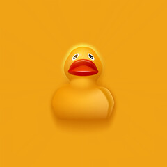 3D yellow rubber duck on yellow background. 3D realistic vector object - 793886458