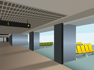 Lounge zone of Airport waiting hall. Airport waiting room interior - 793886465