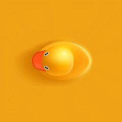 3D yellow rubber duck on yellow background. 3D realistic vector object - 793886466