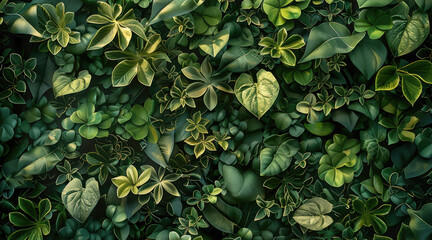 Naklejka premium Green wall foliage. Generative AI.
