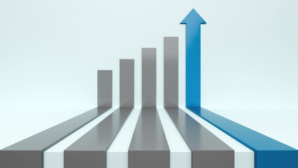 Boost Success and Wealth Growth, 3D Graph and Upward Pointing Arrow, Finance Chart, 3D render