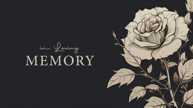condolence card with rose in loving memory illustration