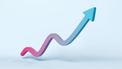 Upwards Pointing Arrow and a Graph, Winning, Success and Growth in Finance Concept, 3D render