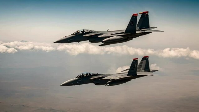 F 15 Eagle Fighter Jets Close Formation Slow Motion
