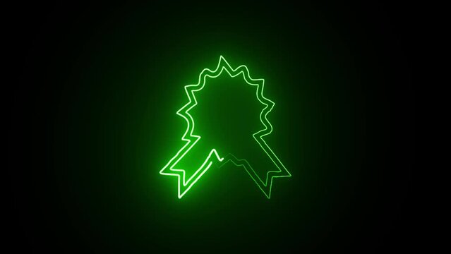 neon Black line Medal with star icon isolated on white background. Winner achievement sign. Award medal. 4K Video motion graphic animation.