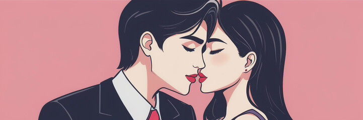international kissing day concept illustration comics cartoon image