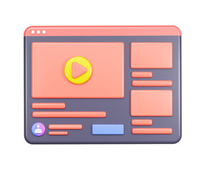 Social media video stream website icon. simple design. 3d rendering