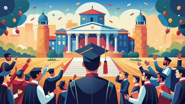 Jubilant Graduation Ceremony at a Prestigious University Campus