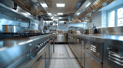 Small restaurant clear kitchen. Generative AI. - obrazy, fototapety, plakaty