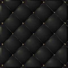 Elegant Dark Black Luxury Leather Texture Background with Rhombus Shape Buttons