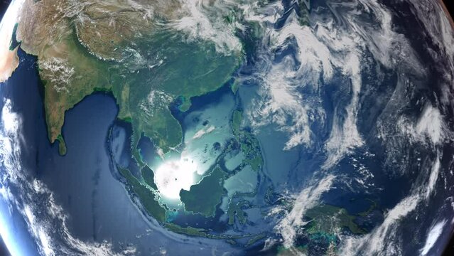  Realistic Earth From Space Zoom In Clouds Vietnam Hanoi