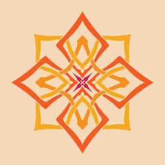 Flower seamless pattern orange tone and light orange background set 6 number 2