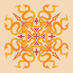 Flower seamless pattern orange tone and light orange background set 6 number 8