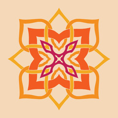 Flower seamless pattern orange tone and light orange background set 6 number 3