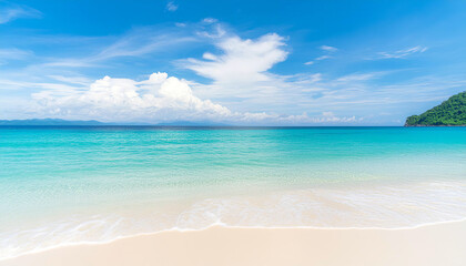Fototapeta na wymiar Beautiful clear sea beach white sand blue sky with cloud summer vacation