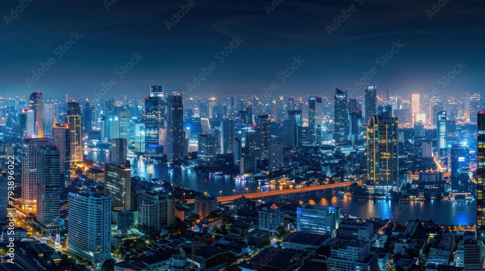 Poster wireless network and connection technology panorama view