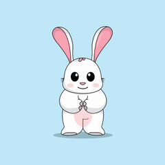 Obraz premium cute rabbit cartoon vector icon illustration.animal icon illustration. flat style concept cute