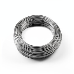 3D rendering of a coil of metal wire on a white background