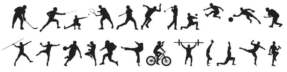 Set of vector silhouettes of people in sports