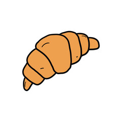 Hand drawn doodle french croissant on white background.