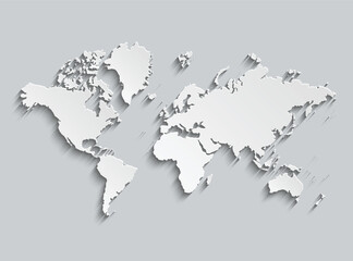 World map paper. Political map of the world on a grey background. Countries. Vector illustration.