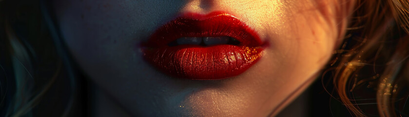 the delicate close-up of a characters lips whispering secrets into the wind, symbolizing betrayal and redemption in a dramatic movie scene full of tension and intrigue - obrazy, fototapety, plakaty