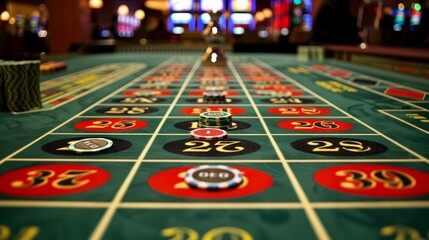 Roulette Betting: A photo of a roulette table with chips placed on different betting areas