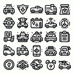 Obraz premium flat car icon set silhouette vector illustration white background