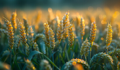 Naklejka premium Wheat field in the morning