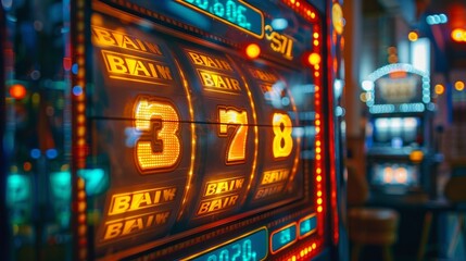 Slot Machine Symbols: An image of a number symbol on a slot machine - obrazy, fototapety, plakaty