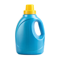 Blue laundry detergent bottle with yellow cap isolated