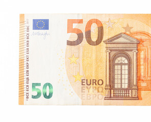 Fifty Euro banknote isolated on white background - 793904210