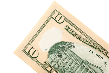 Ten dollar bill isolated on white background