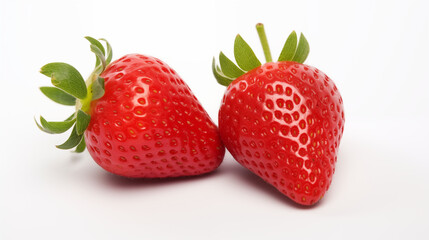 Two whole strawberries on white background 