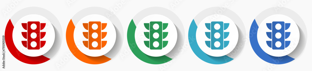 Aufkleber traffic lights vector icon set, flat icons for logo design, webdesign and mobile applications, color
