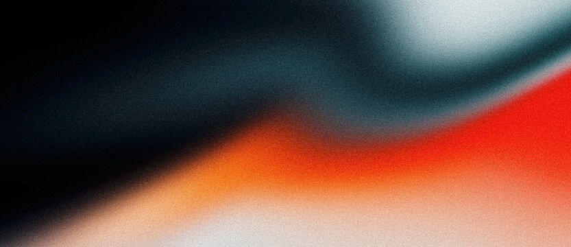 Grainy background, gray orange red white black abstract color wave noisy texture banner poster header cover design