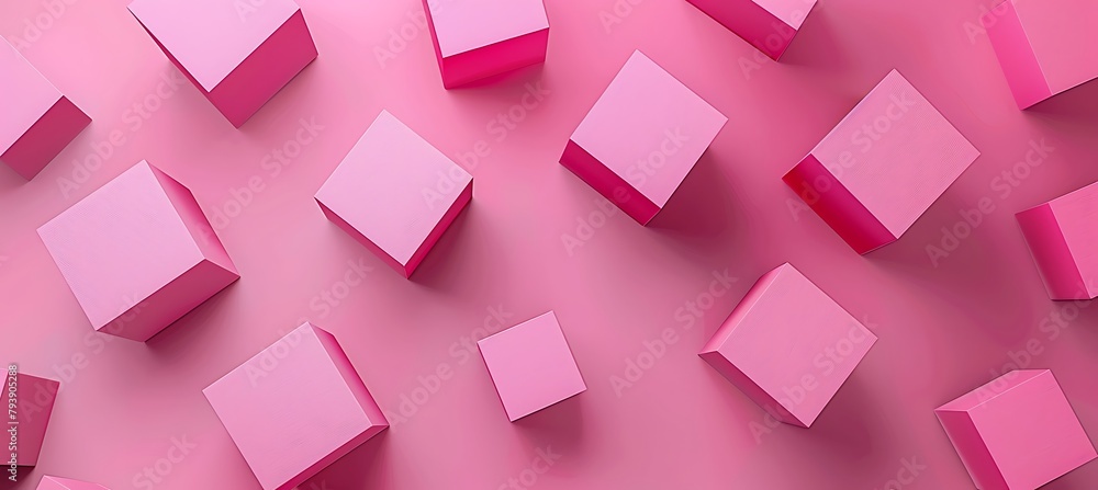 Poster Pink Cubic Patterns: Abstract Elegance in Ultrawide Banner Background, Creating a Captivating Visual Symphony