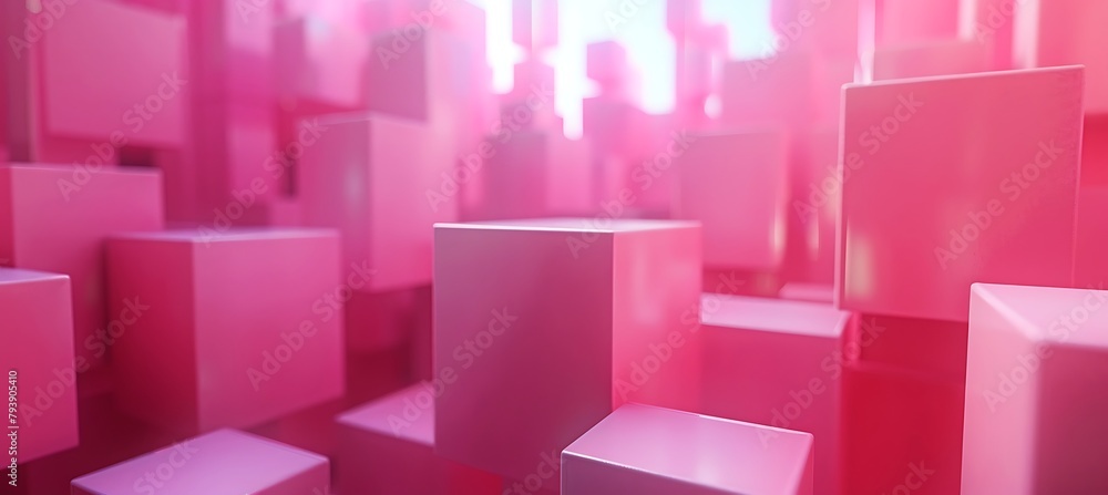 Poster Pink Cubic Patterns: Abstract Elegance in Ultrawide Banner Background, Creating a Captivating Visual Symphony